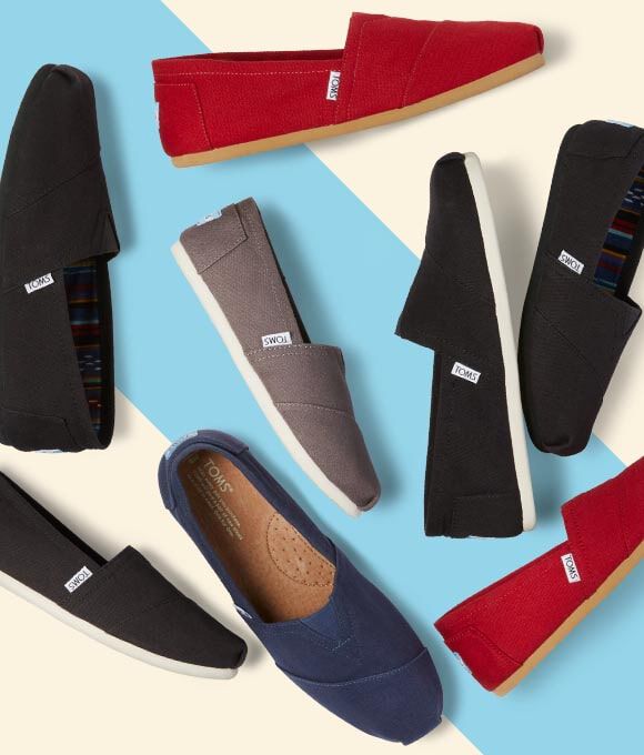 navy, black and red classic alpargatas from TOMS
