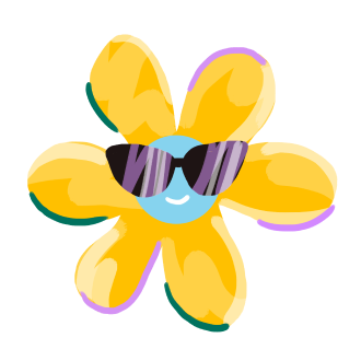 A flower with sunglasses.